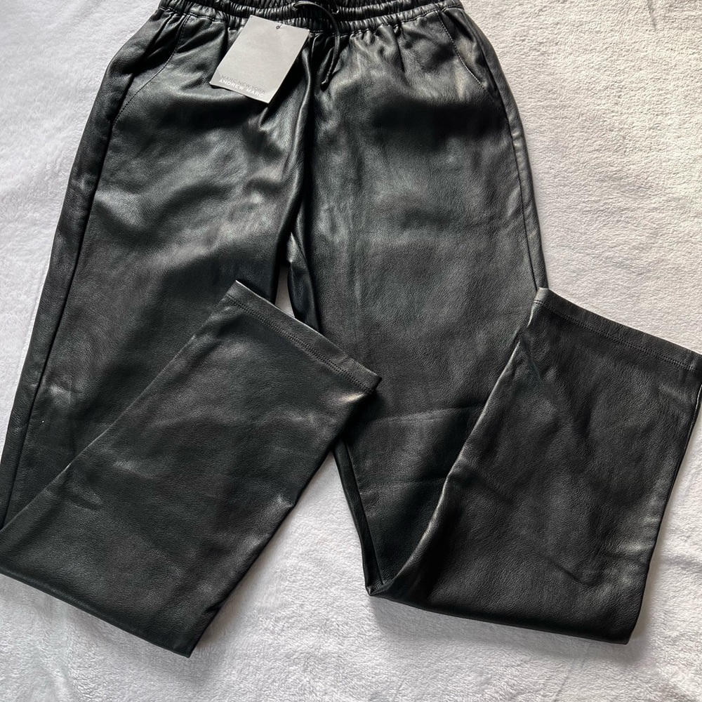Marc New York Andrew Marc Faux Leather Hi Rise Full Control Black Pants Size XS